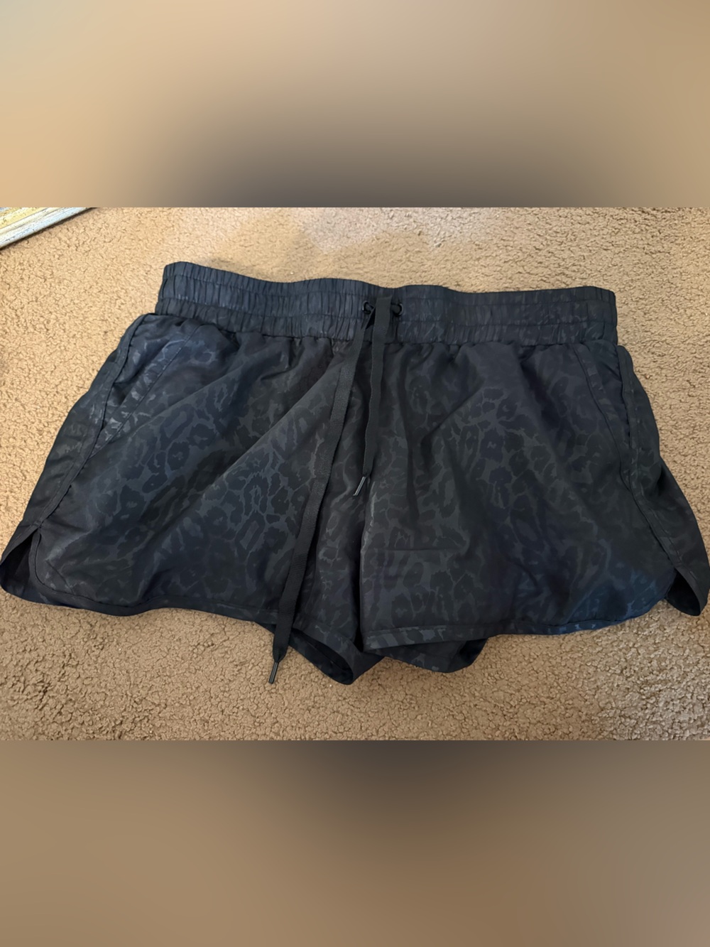 ZYIA Black Leopard-Print Running Shorts